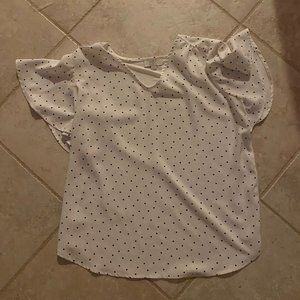 Loft Ladies White Polka Dot Top Size M